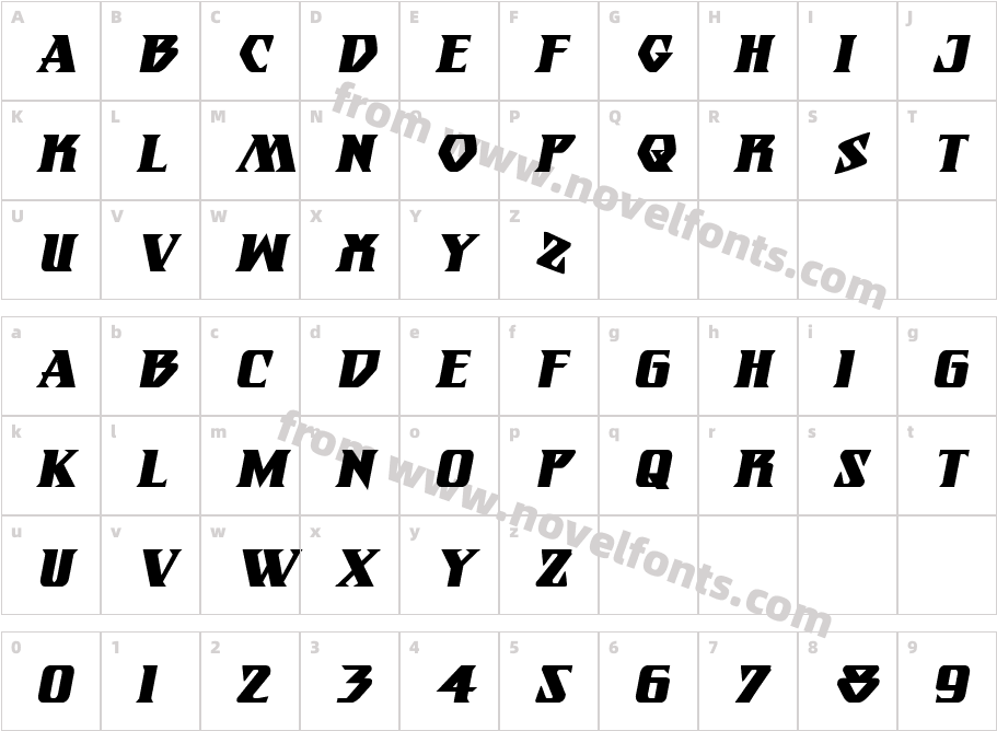 Eternal Knight Bold ItalicCharacter Map