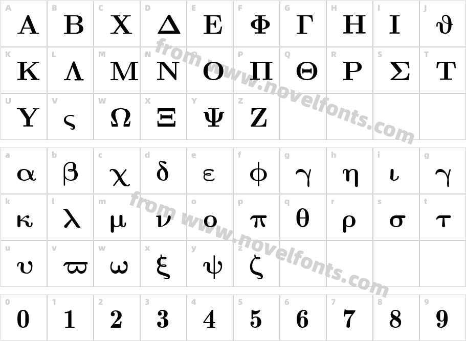 Euclid Symbol BoldCharacter Map