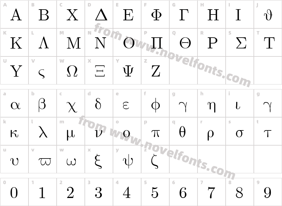 Euclid SymbolCharacter Map