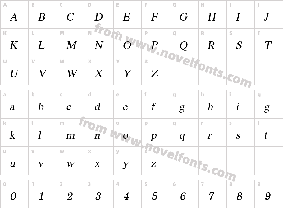 EucrosiaUPC ItalicCharacter Map