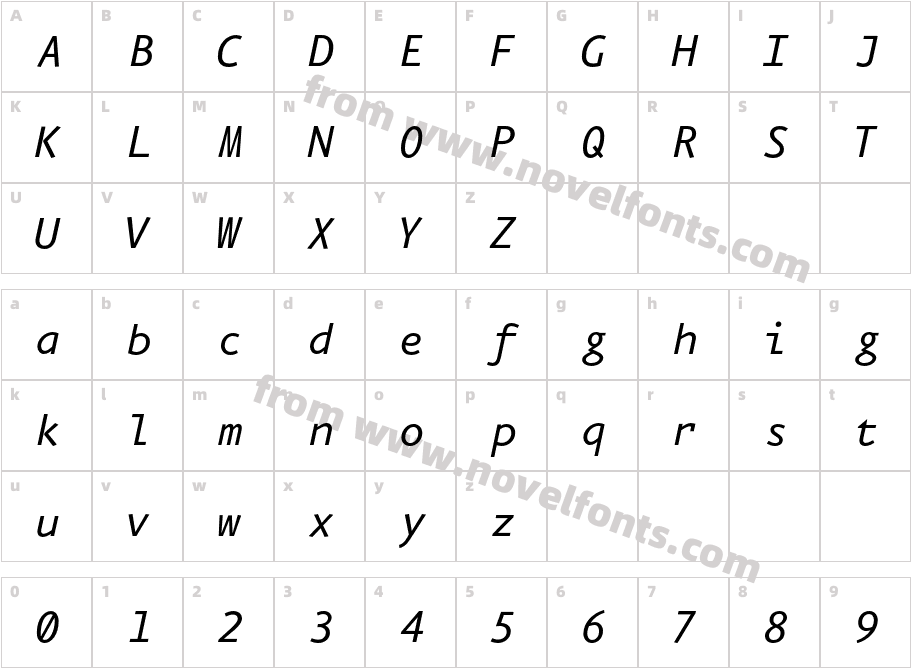 EurekaMono-ItalicCharacter Map