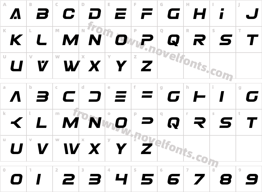 Eurofighter Semi-ItalicCharacter Map