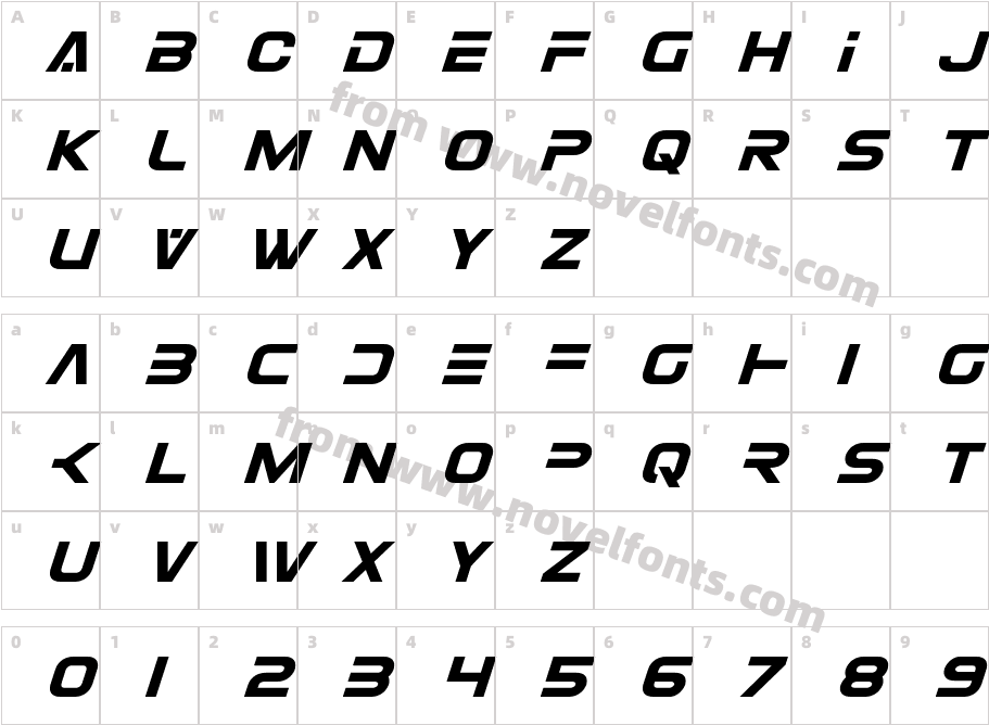 Eurofighter Title ItalicCharacter Map