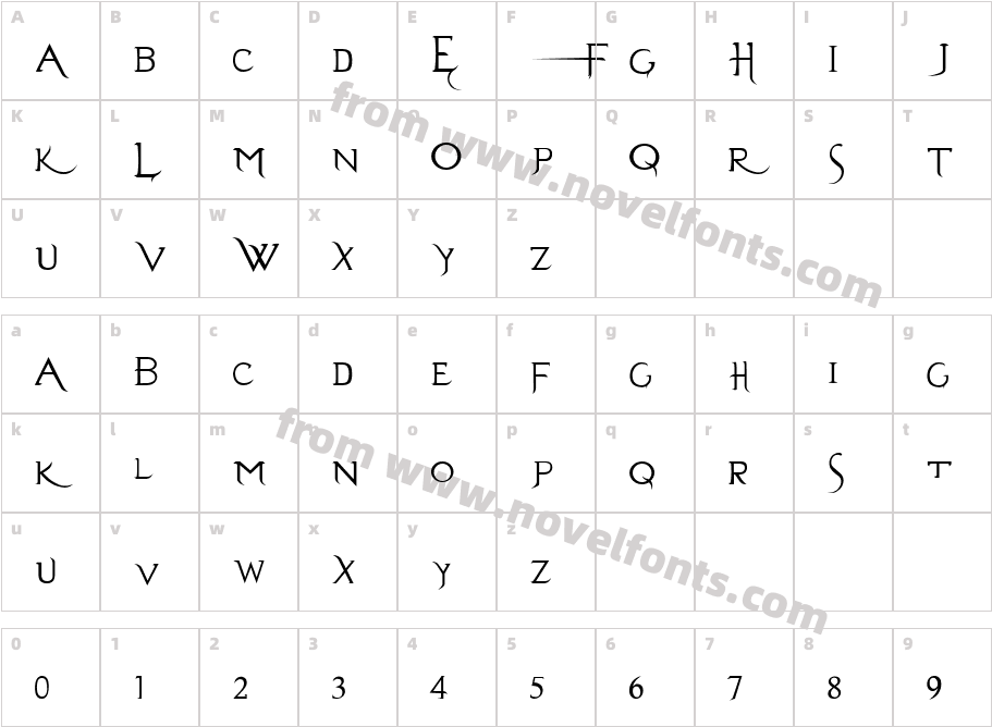 Evanescence Series B PrespacedCharacter Map