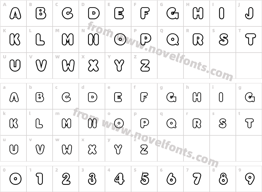 ChubbyOutline BoldCharacter Map