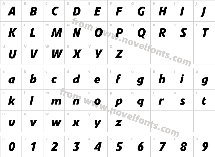 Evo kursiv fettCharacter Map