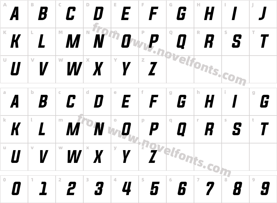 Evogria ItalicCharacter Map