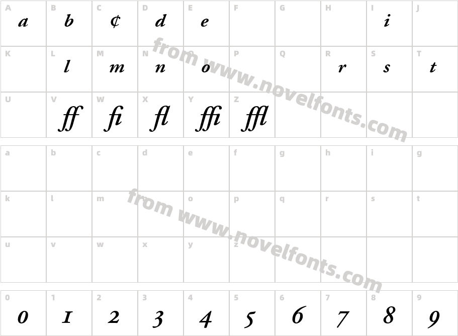 AGaramondExpCharacter Map