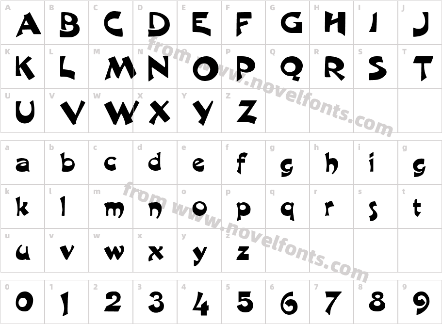 Excalibur Logotype NormalCharacter Map