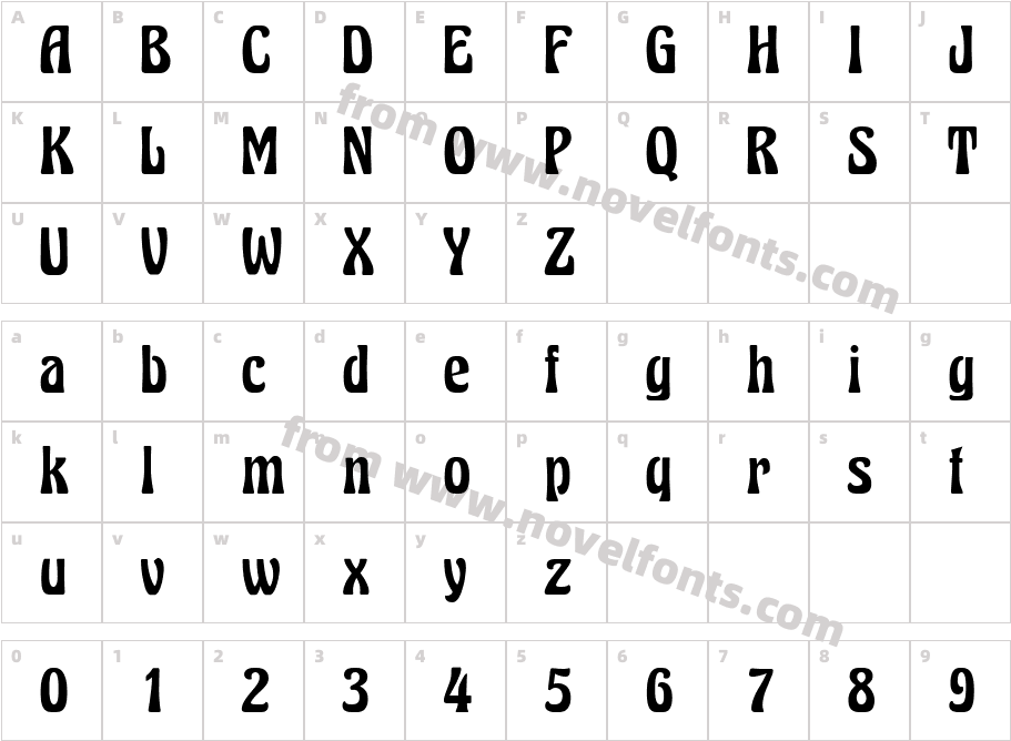 Excalibur Nouveau MediumCharacter Map