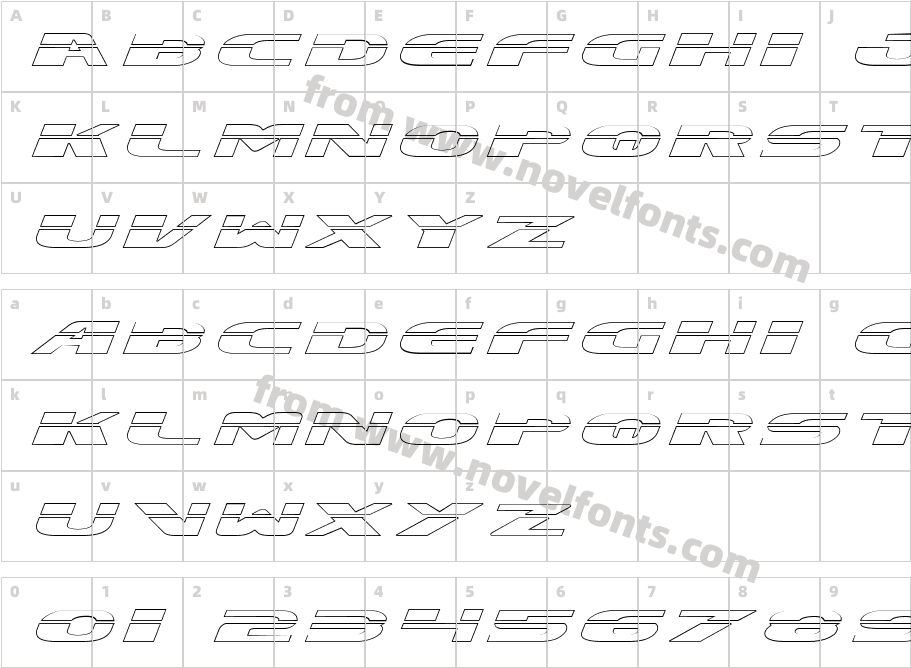 Excelerate OutlineCharacter Map