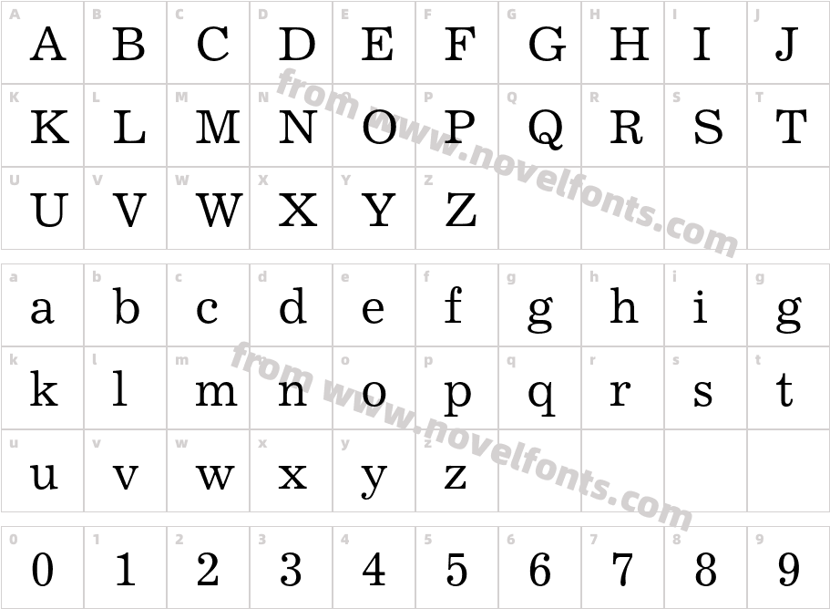 ExcelsiorCyr-UprightCharacter Map