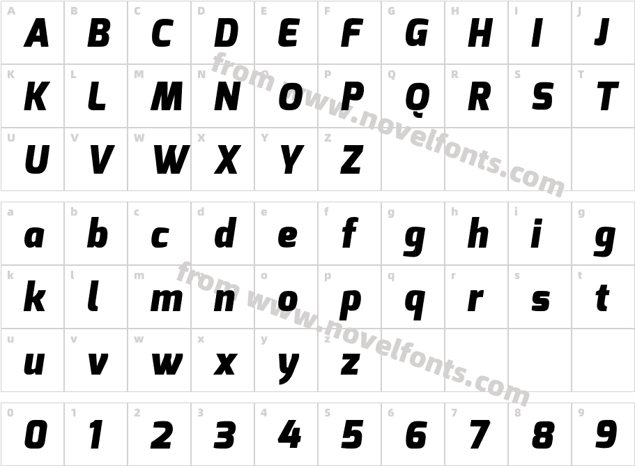 Exo Black ItalicCharacter Map