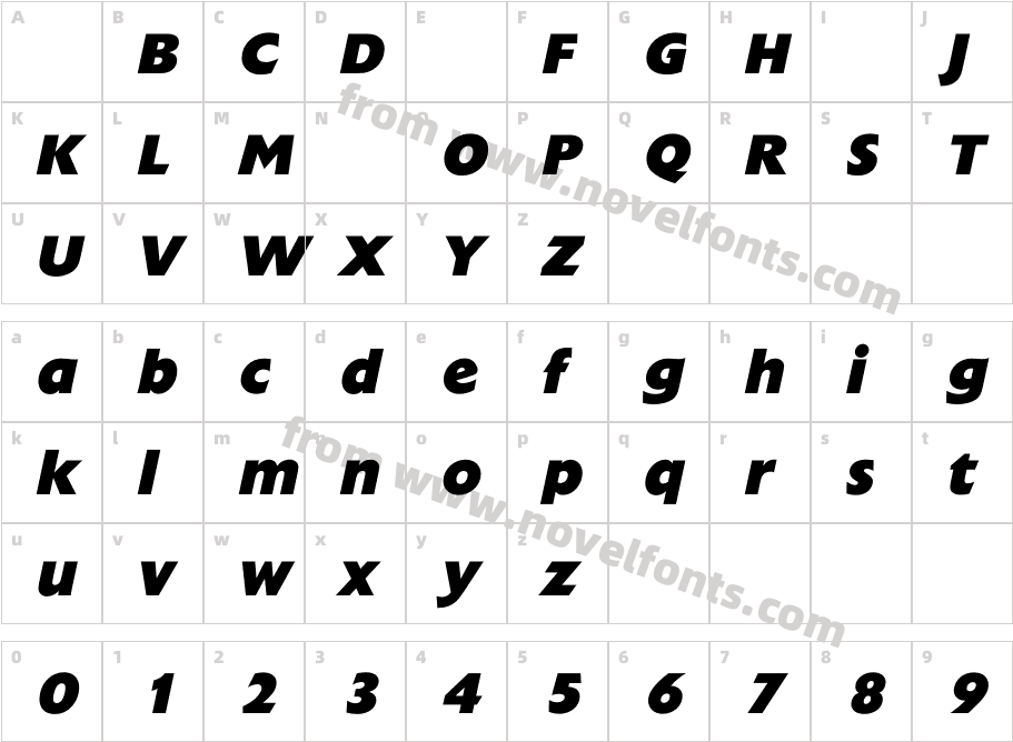 ExtensionExtraBoldItalicCharacter Map