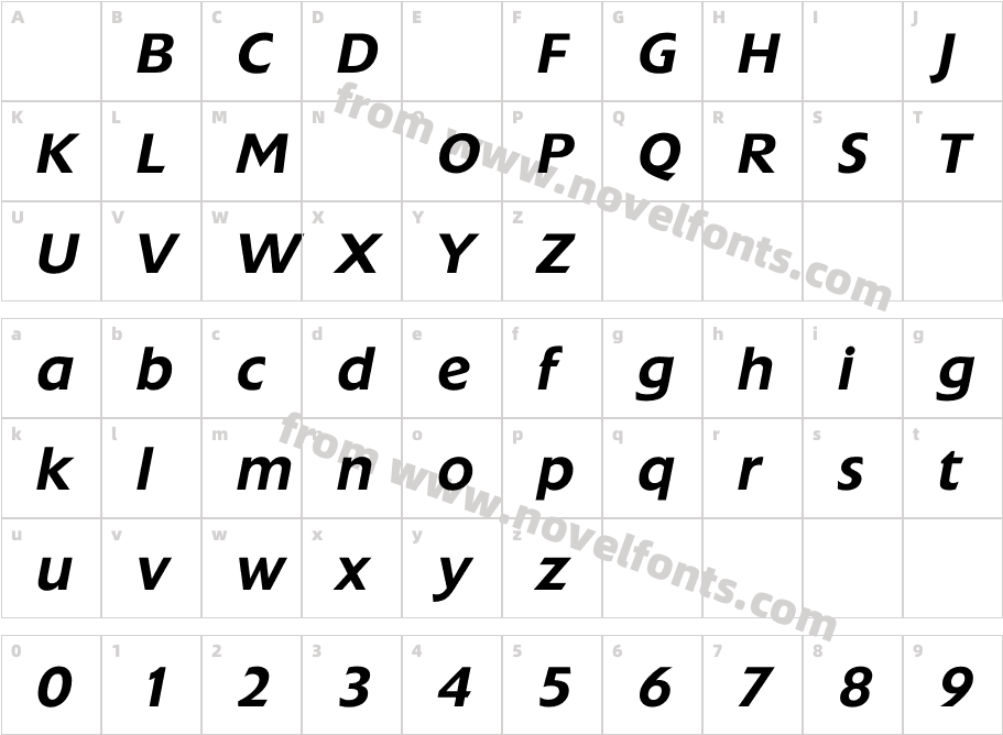 ExtensionMediumItalicCharacter Map