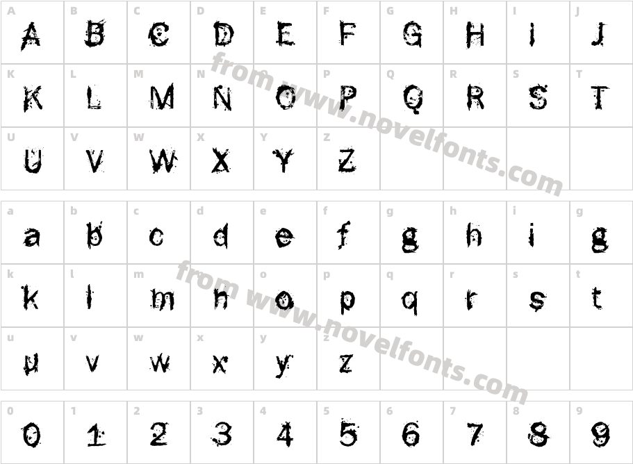 F-Rotten FontCharacter Map