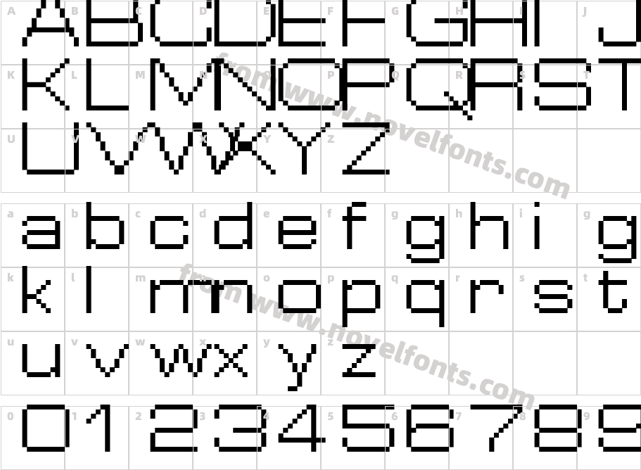 FFF Cosmos CondensedCharacter Map