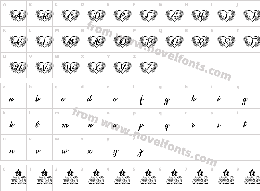 FLOWERHEARTPERSONALUSE-RegularCharacter Map