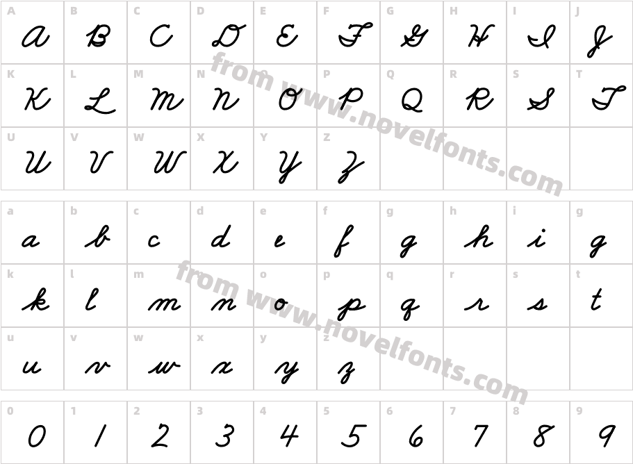 FRB American Cursive BoldCharacter Map