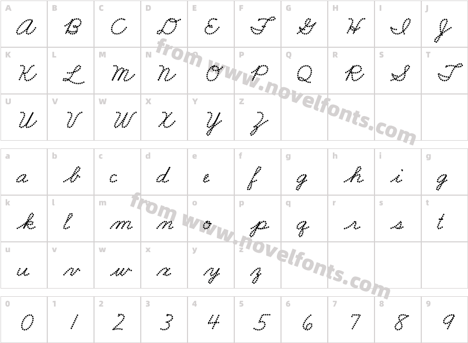 FRB American Cursive DottedUltraCharacter Map