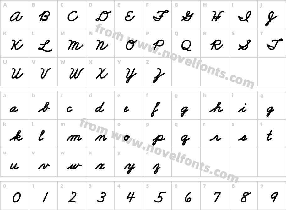 FRB American Cursive ExtraboldCharacter Map