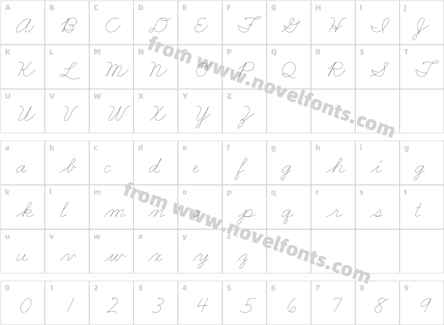 FRB American Cursive GuidanceCharacter Map