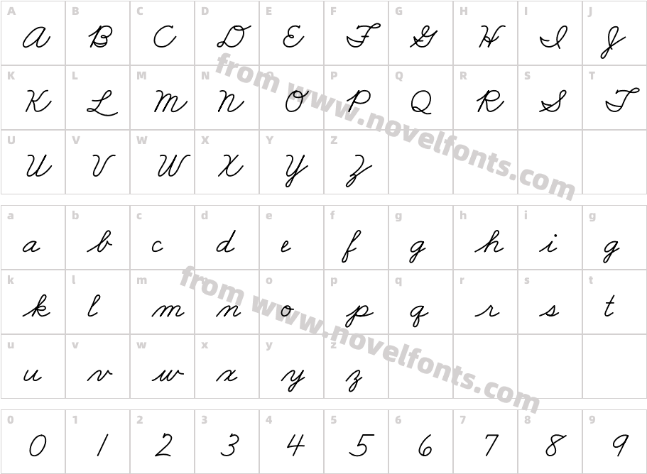 FRB American Cursive RegularCharacter Map