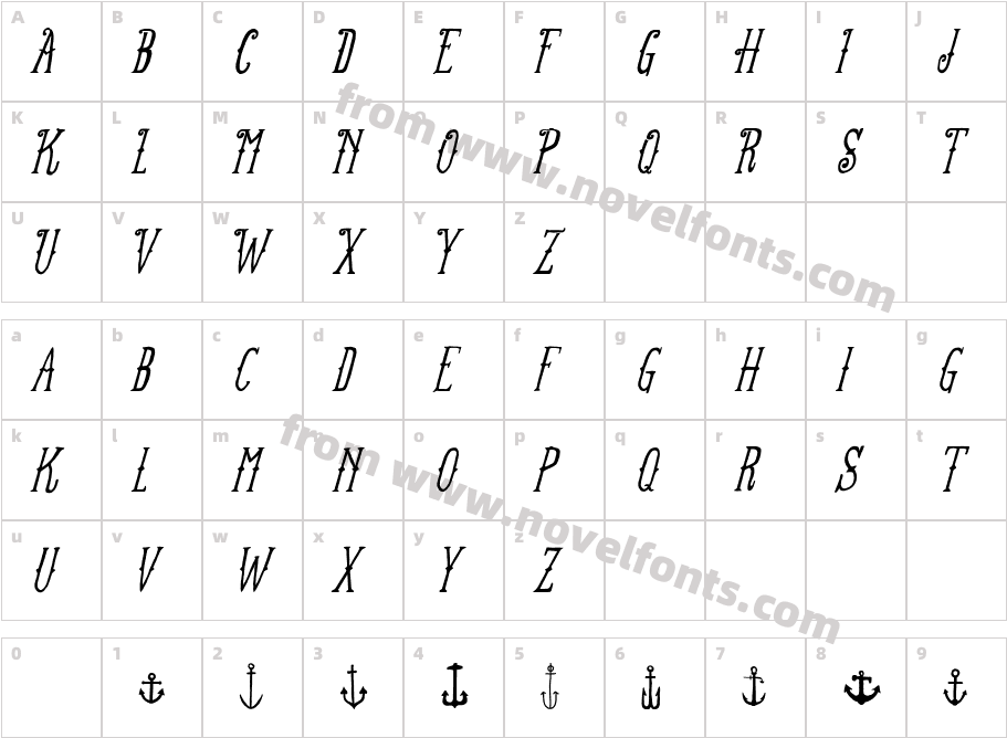 FT Anchor Yard ItalicCharacter Map