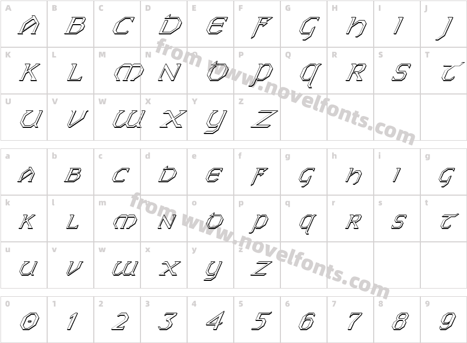 FZ JAZZY 31 3D ITALICCharacter Map