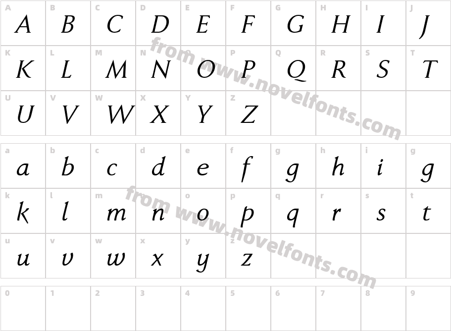 Faber Serif Reduced 56 KursivCharacter Map