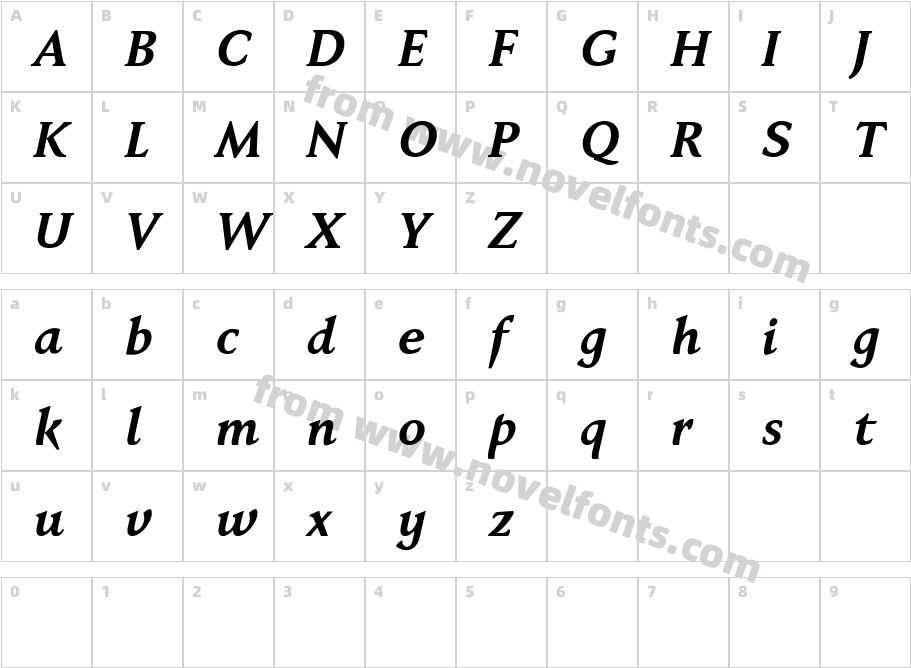 Faber Serif Reduced 76 Halbfett KurCharacter Map