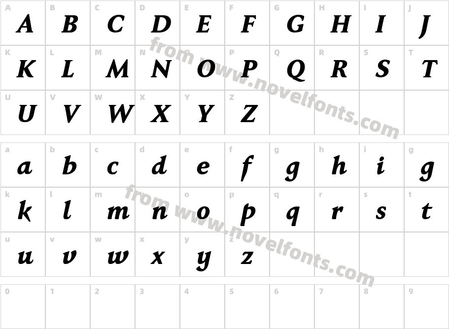 Faber Serif Reduced 86 Schwer KursCharacter Map