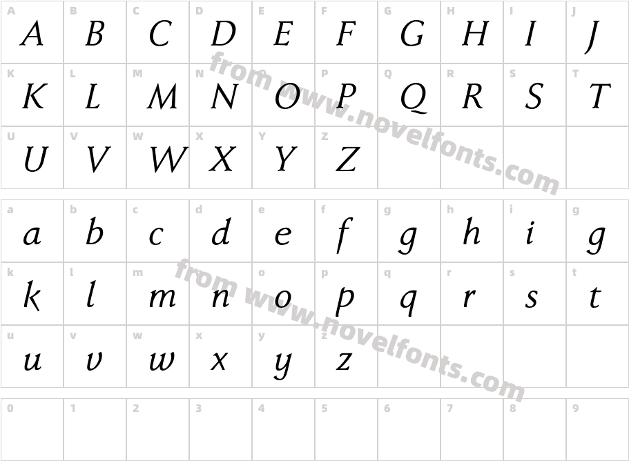 FaberSerifReduced-56KursivCharacter Map