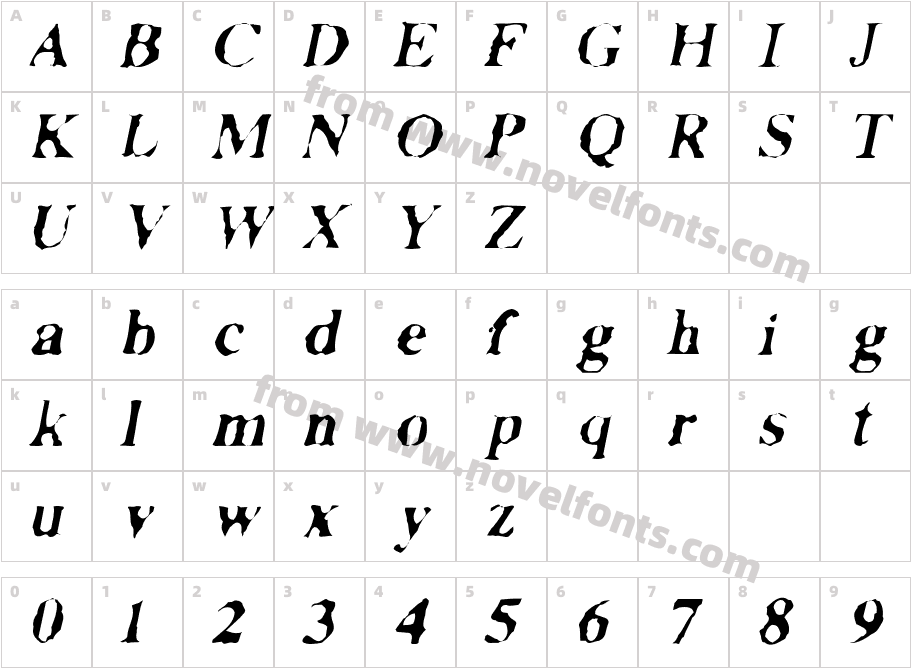 FacsimiledItalicCharacter Map