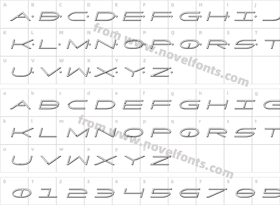 Factor 3D ItalicCharacter Map