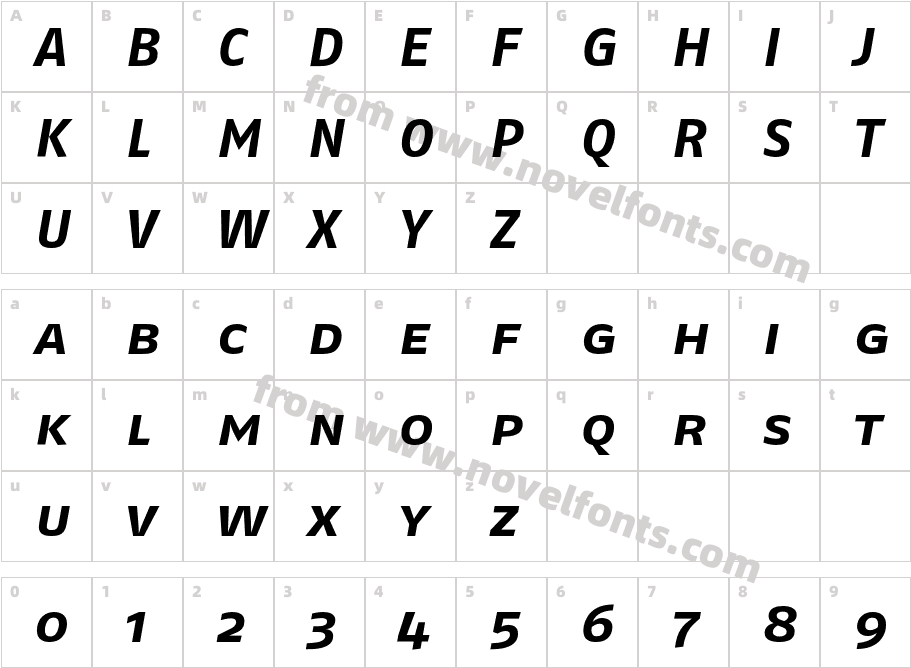 FagoEx-BoldItalicCapsCharacter Map