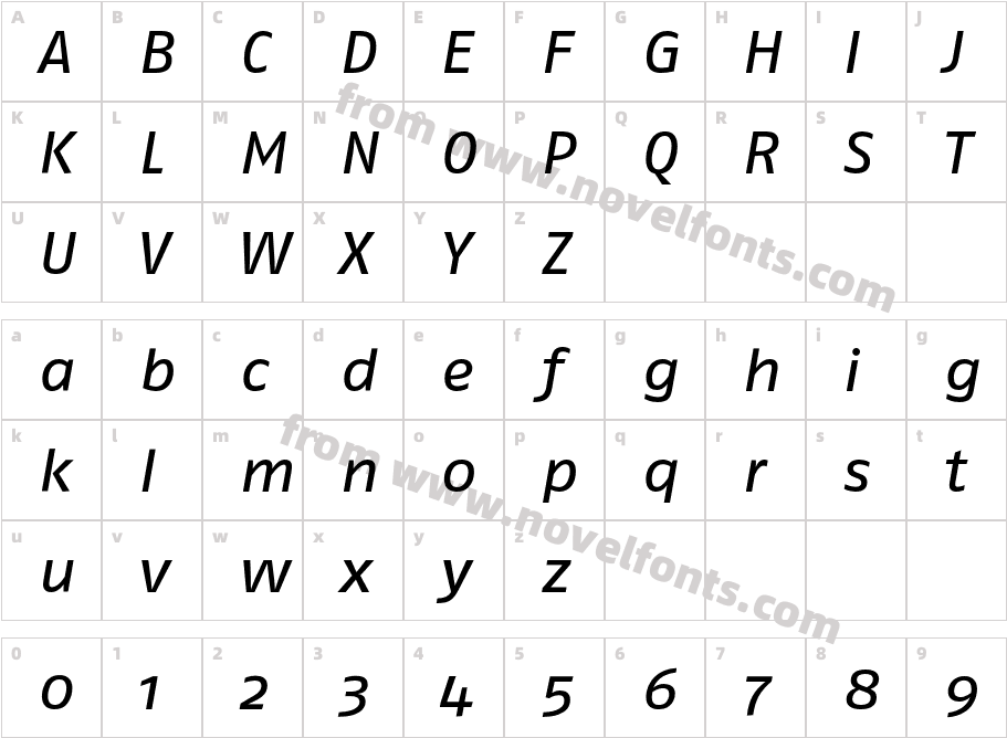 FagoEx-ItalicCharacter Map