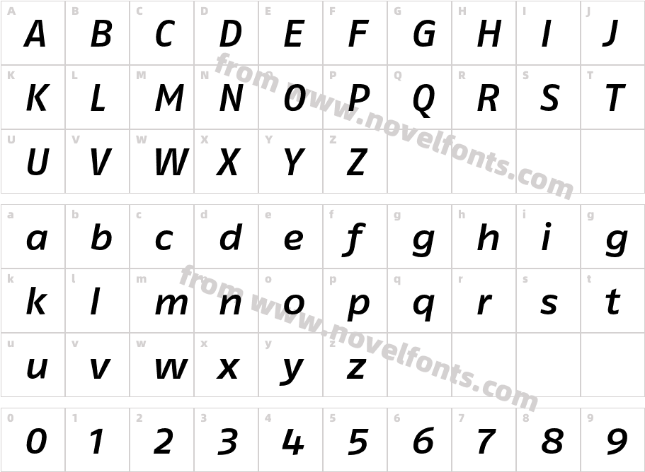 FagoExLf-MediumItalicCharacter Map