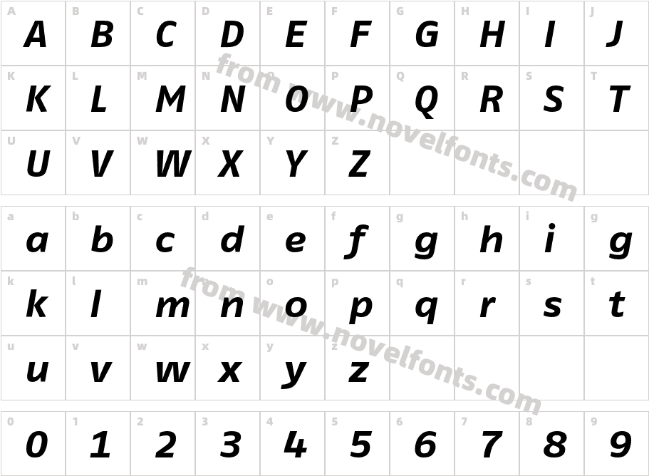 FagoExTf-BoldItalicCharacter Map