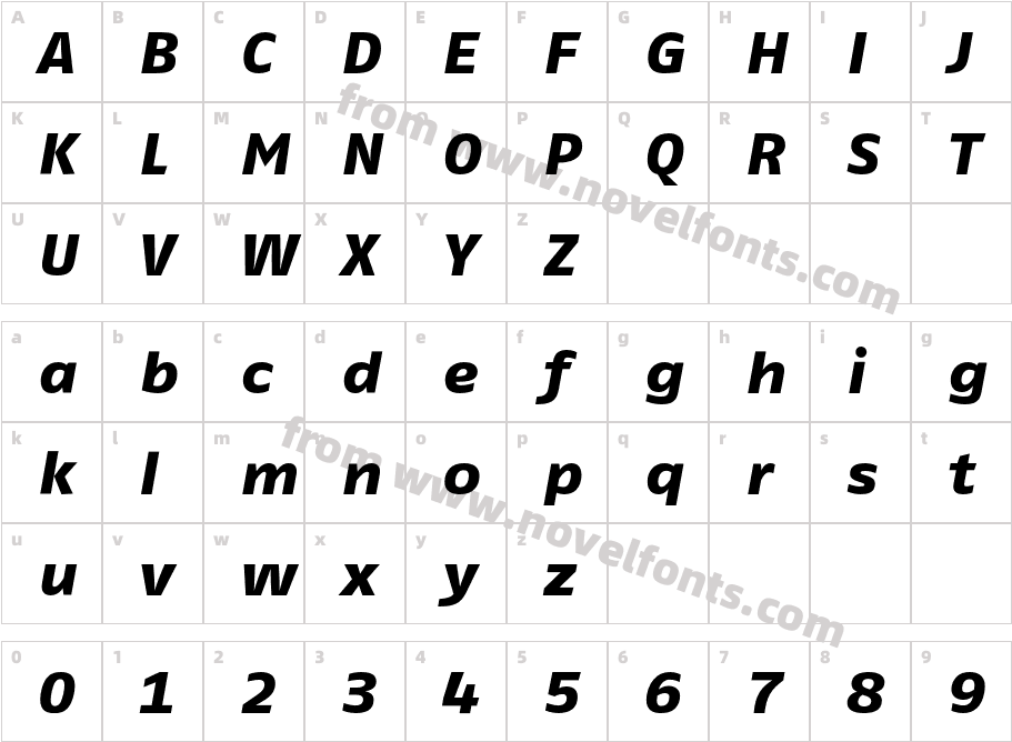 FagoExTf-ExtraBoldItalicCharacter Map