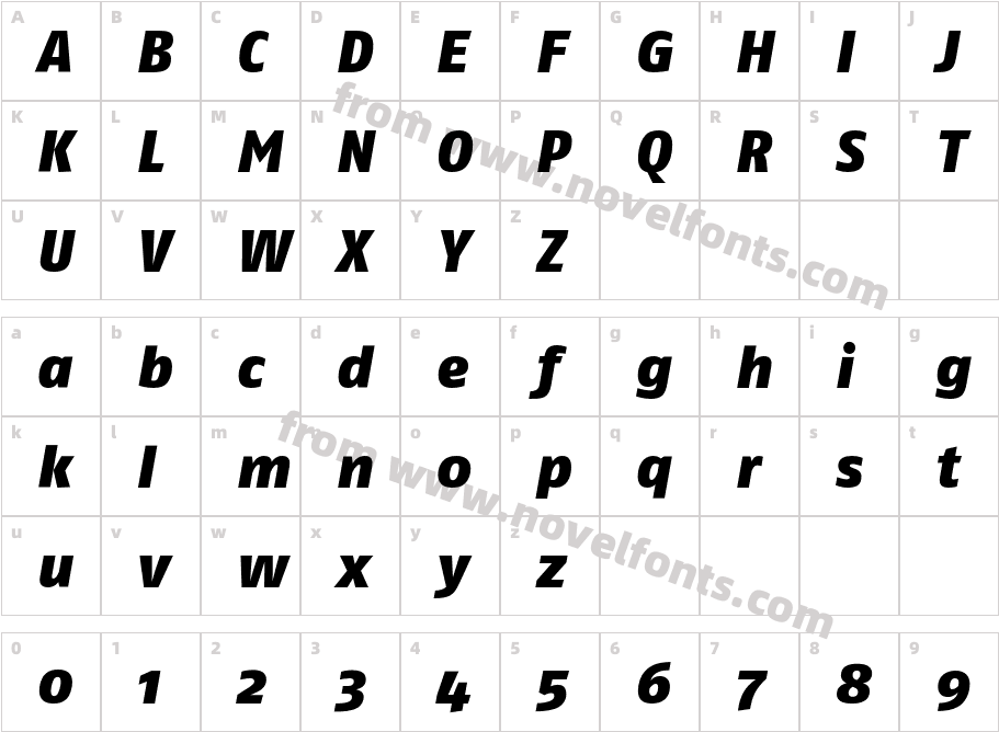 FagoNo-BlackItalicCharacter Map