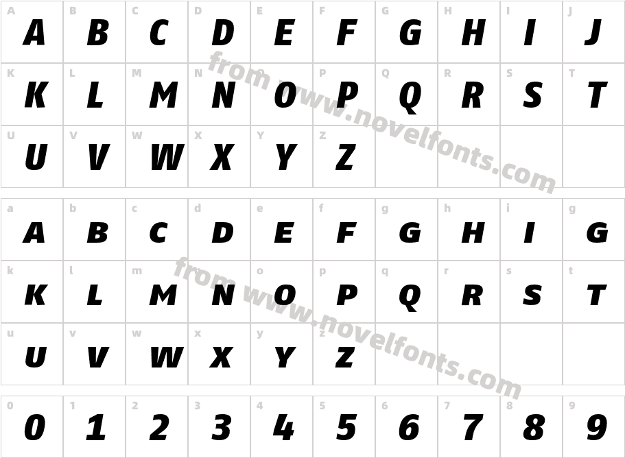 FagoNoTf-BlackItalicCapsCharacter Map