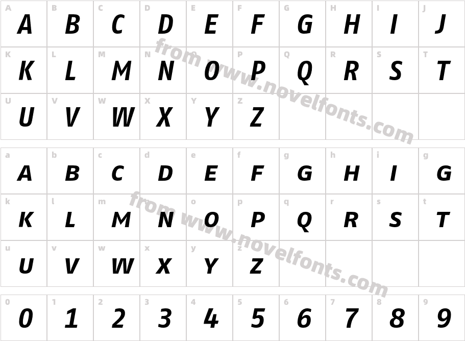 FagoNoTf-BoldItalicCapsCharacter Map