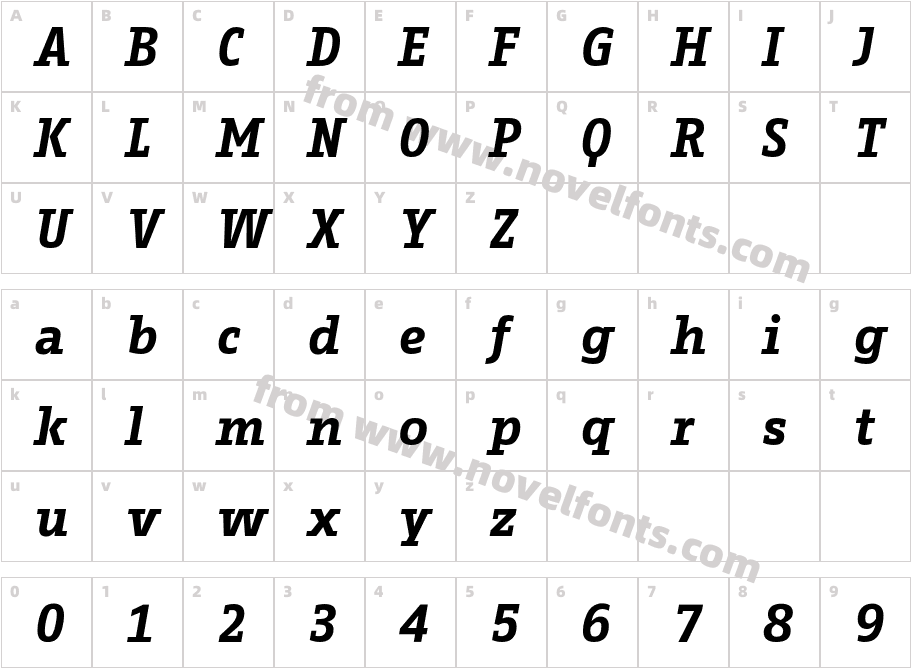 FagoOfficeSerif-BoldItalicCharacter Map