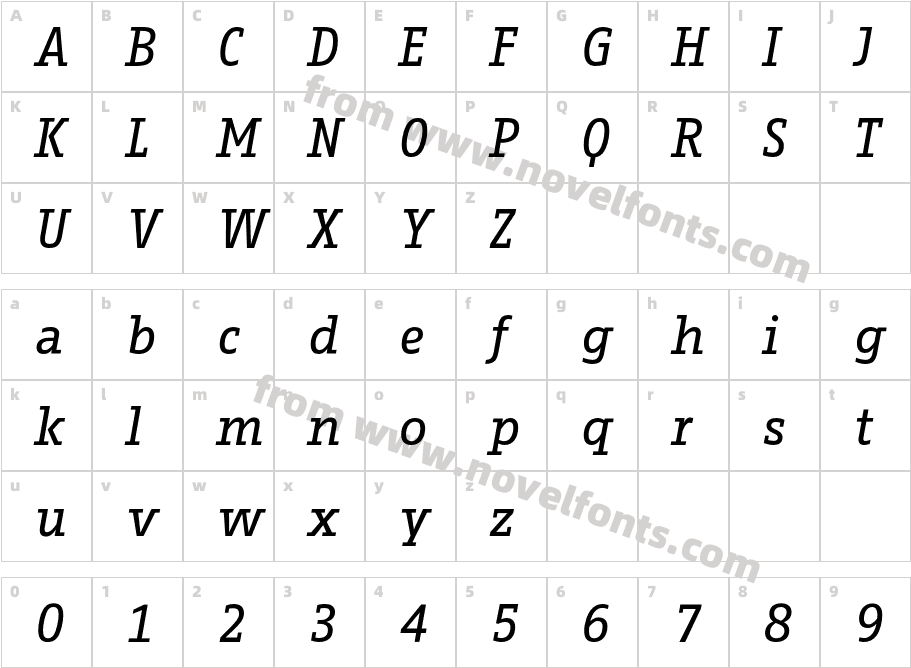 FagoOfficeSerif-RegularItalicCharacter Map