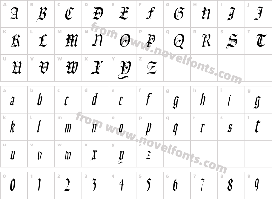 Fains ItalicCharacter Map