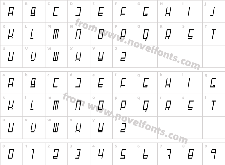 Fair N Square Condensed Regular ItalicCharacter Map