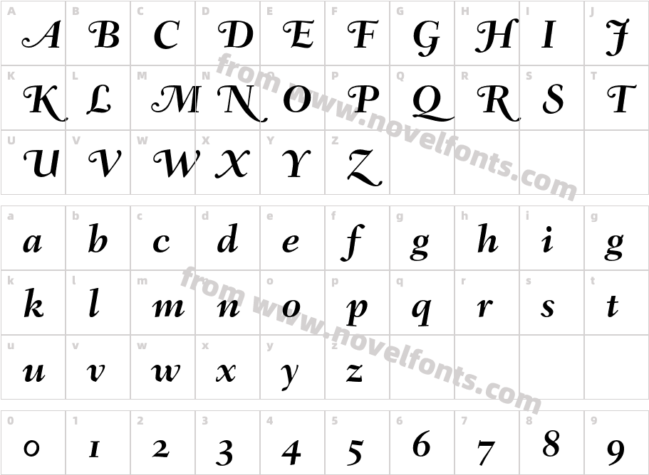 FairfieldLH-SwBoldItalicOsFCharacter Map