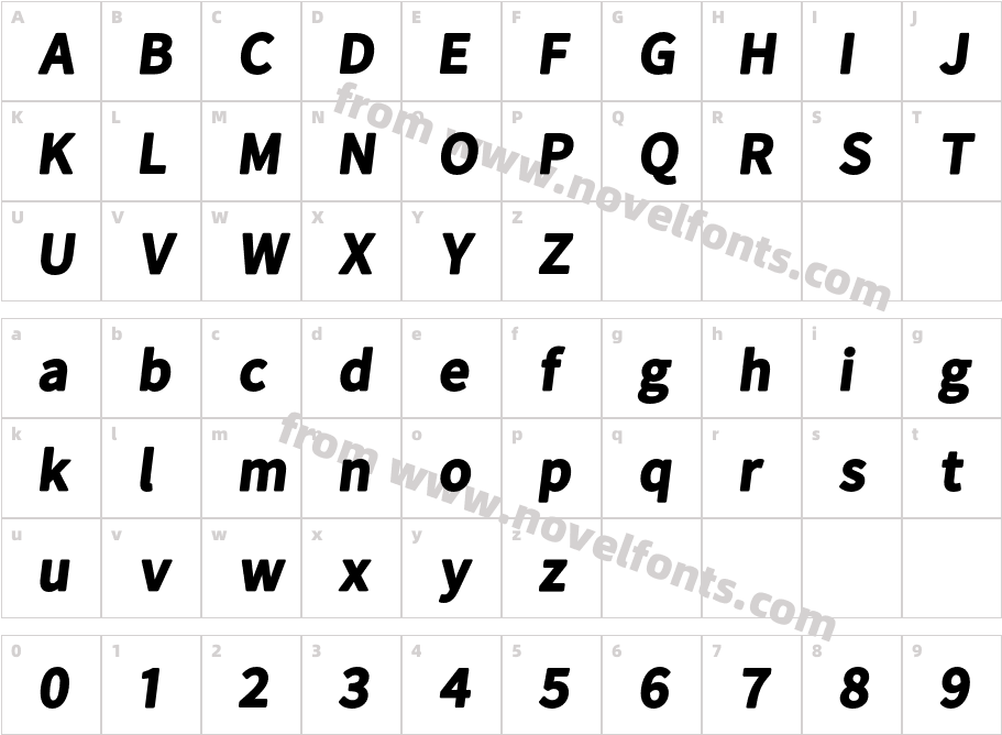 Falling Sky Black ObliqueCharacter Map