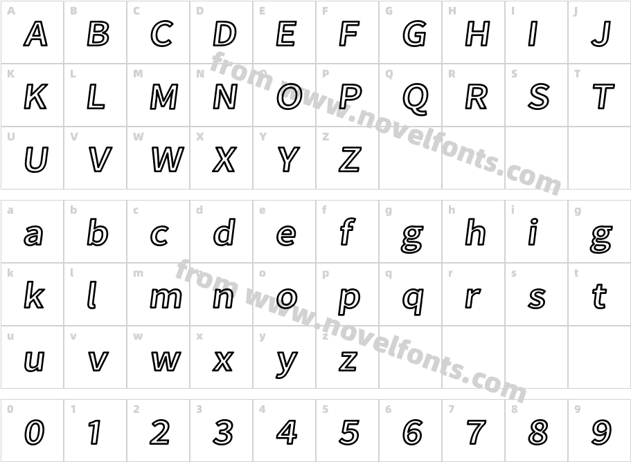 Falling Sky Extended Outline ObliqueCharacter Map